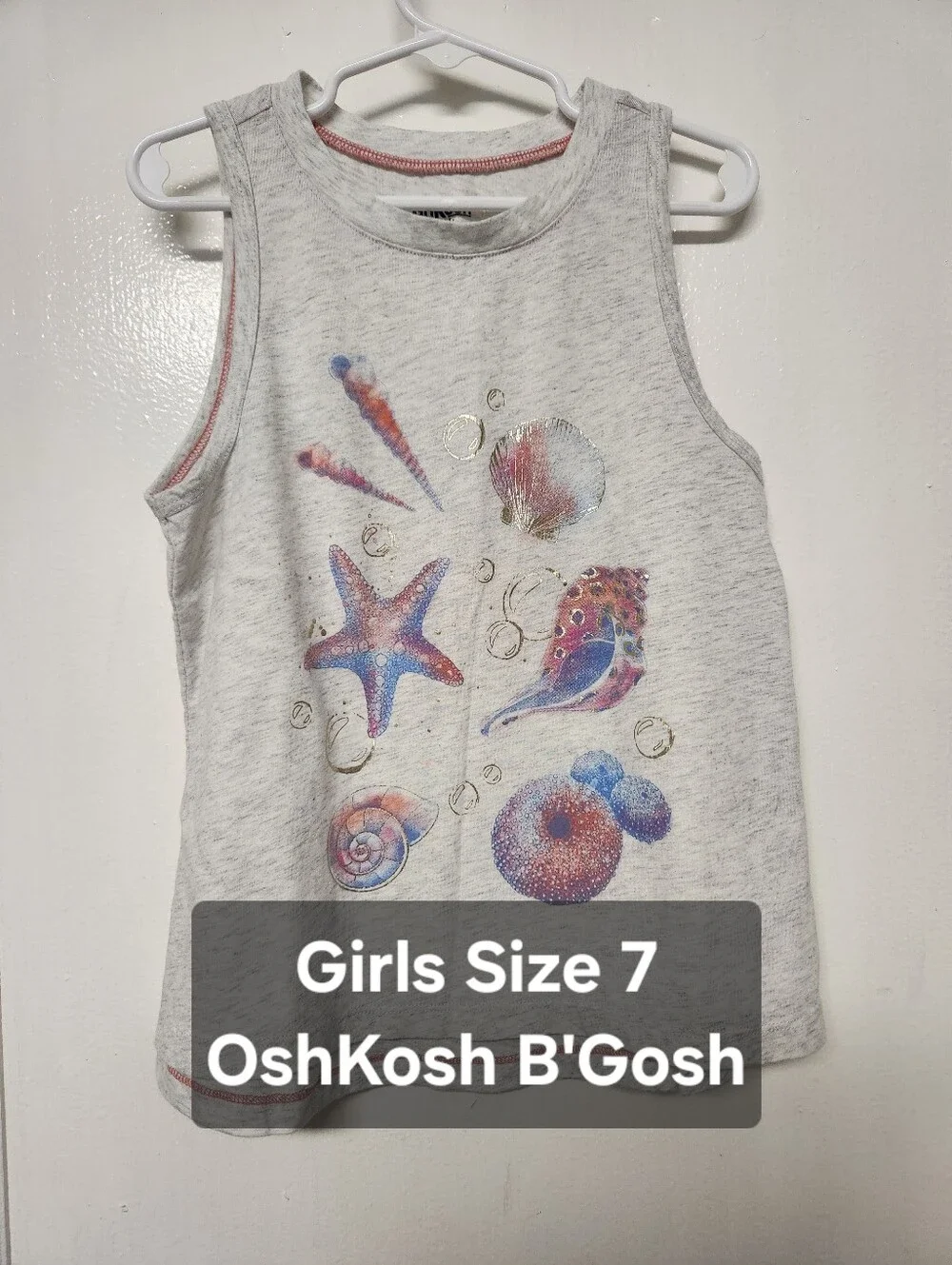 Girls Size 7 Seashell Tank Top OskKosh B'Gosh